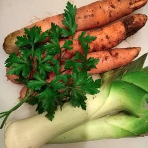 Puerro, zanahoria y perejil